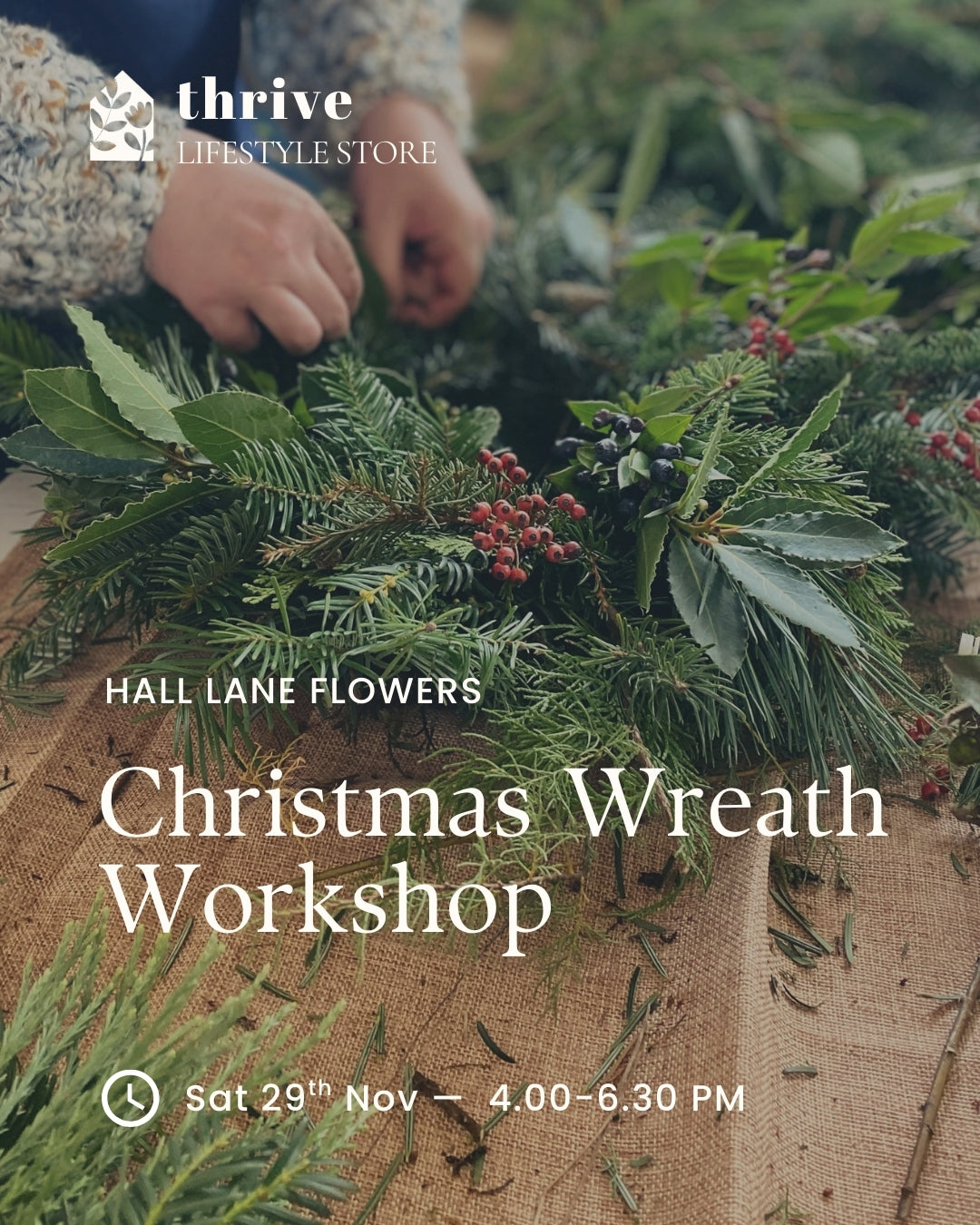 Christmas Wreath Workshop - Saturday 29th November 16.00-18.30