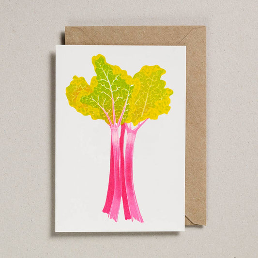Rhubarb Risograph Card
