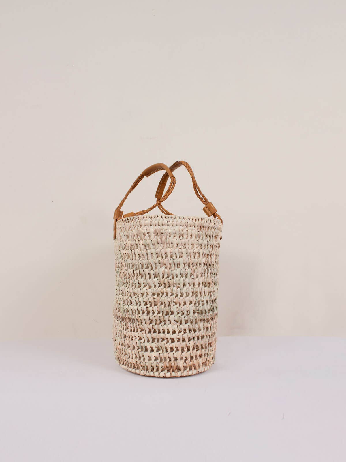 Leather Handle Baske-Mustard