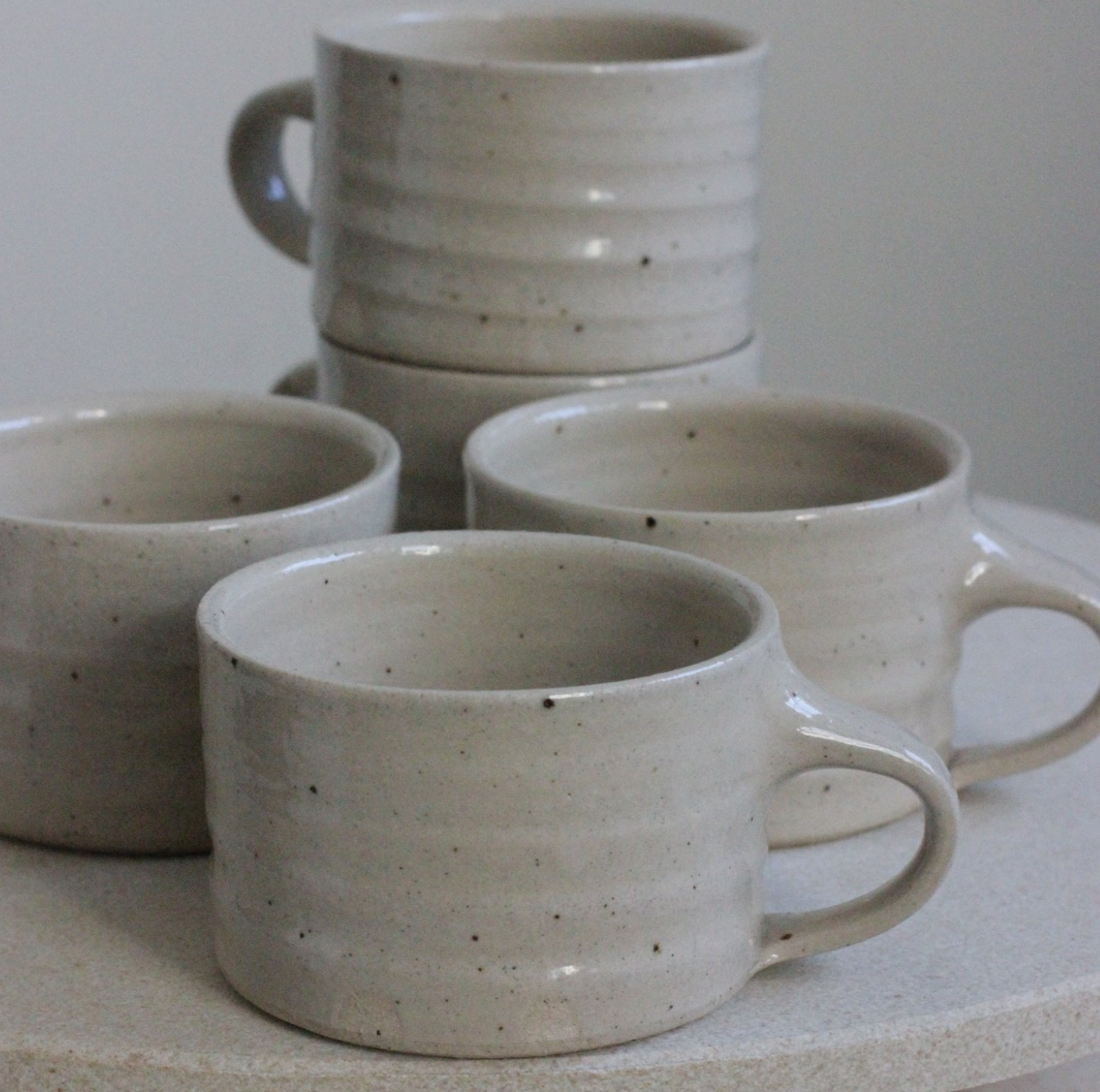 Stoneware Speckled Low Wide Mug