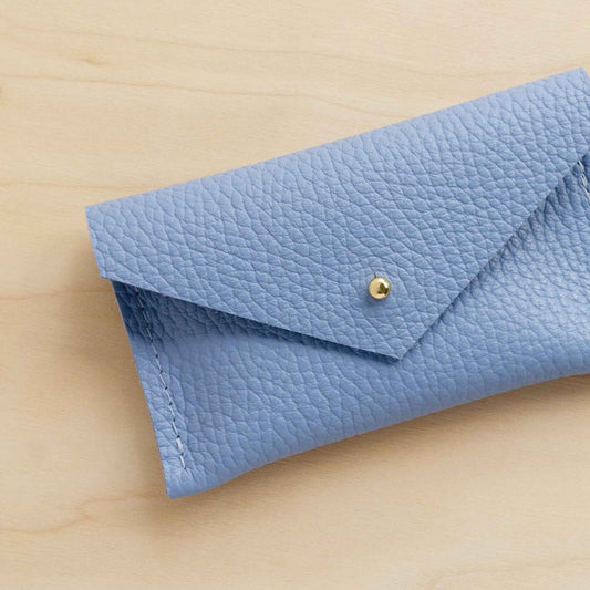 Powder Blue Leather Card Holder