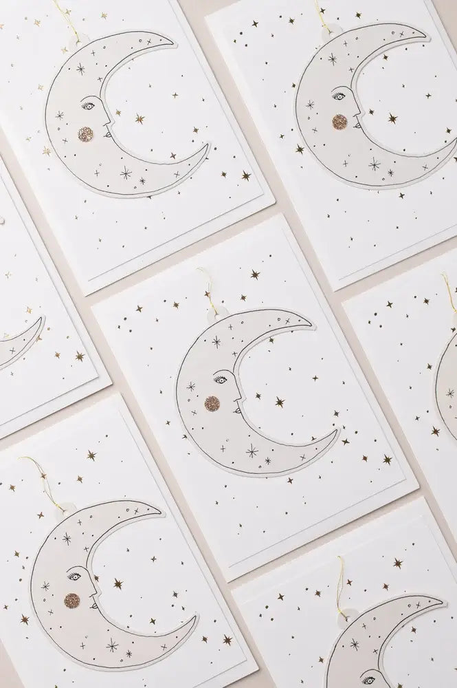 Moon Paper Cut Decoration Christmas Card