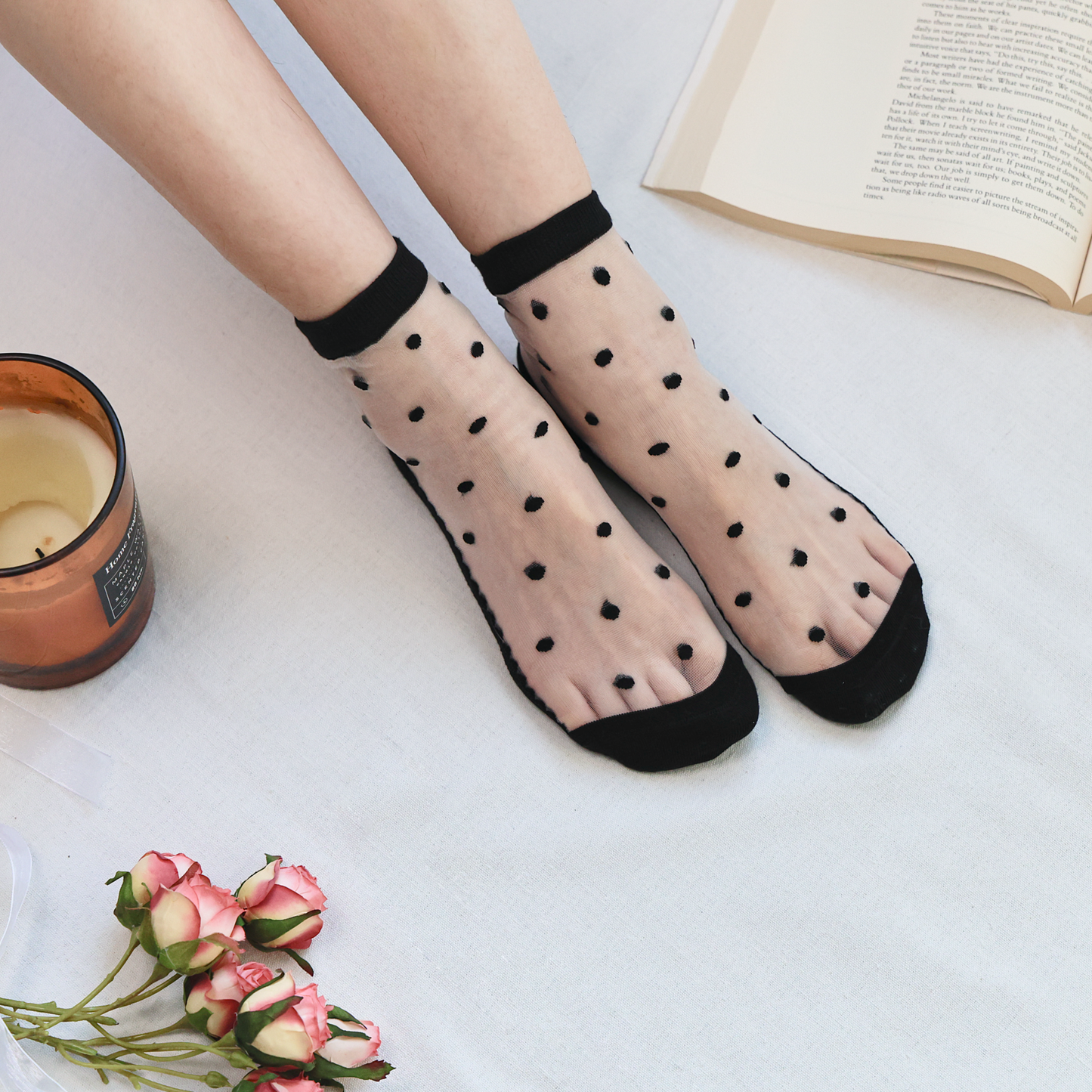 Sheer Polka Dot Ankle Socks