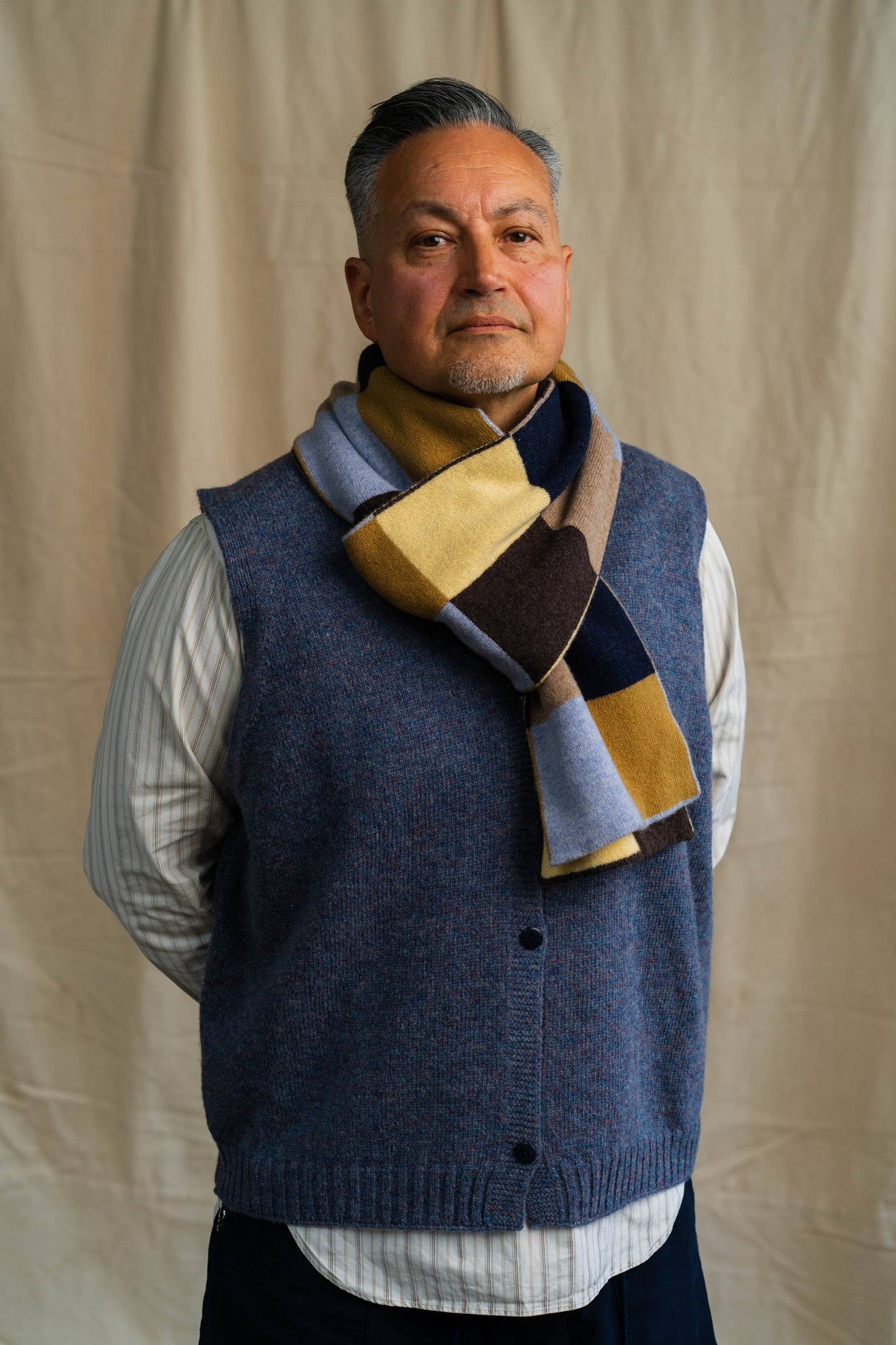 Chequerboard Scarf | Navy
