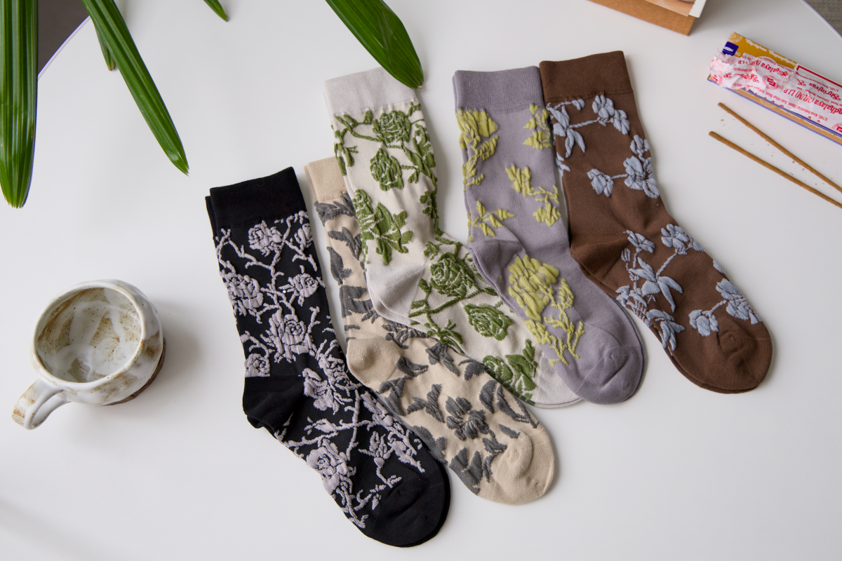 Retro Floral Cotton Socks