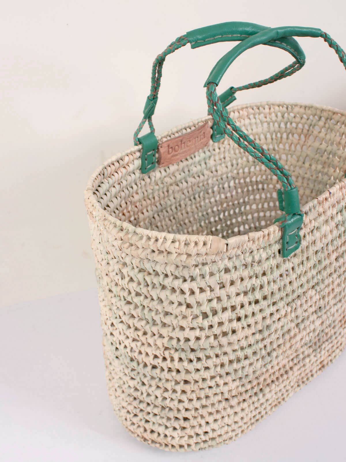 Leather Handle Basket-Sage