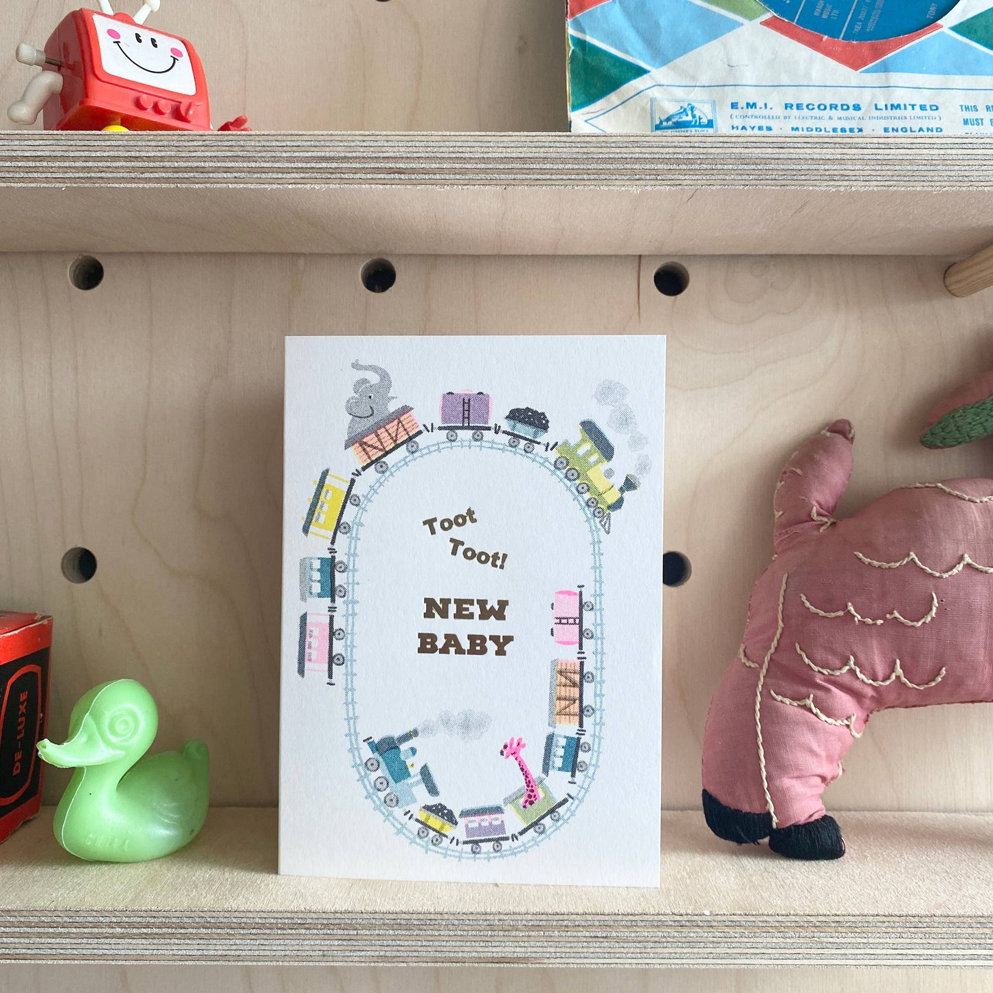 Toot Train Baby Card