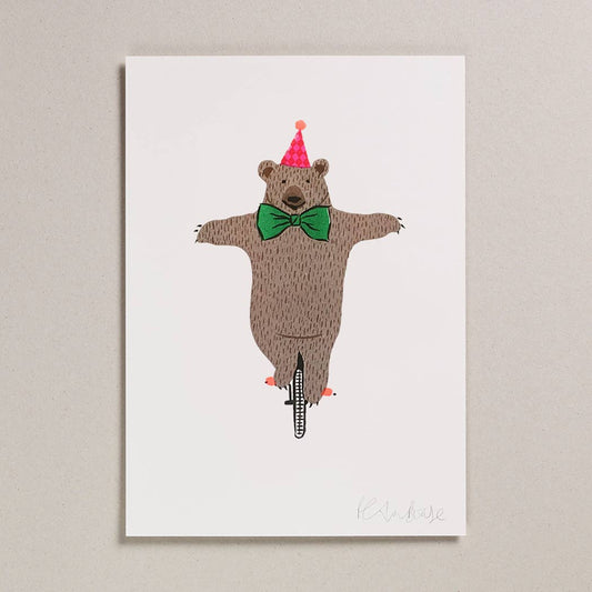 Risograph A4 Print - Circus Bear