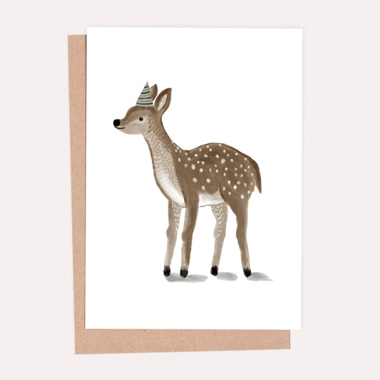 Fawn in a Party Hat Card