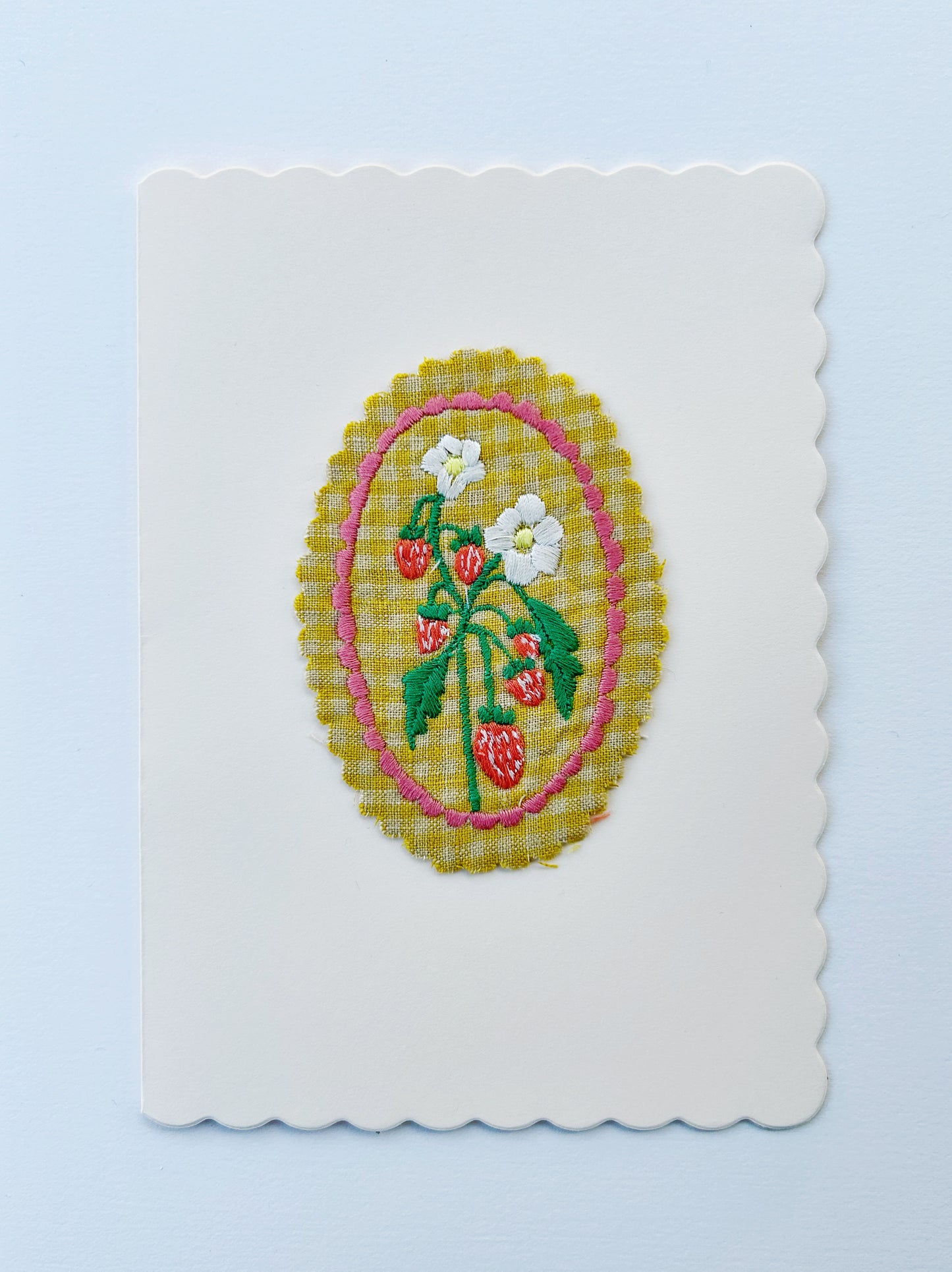 Strawberries Embroidered Card