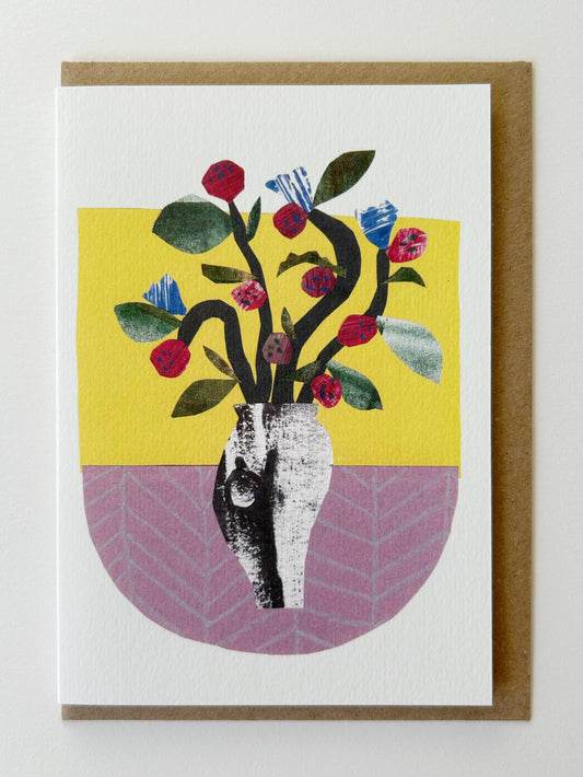 Flowers Black & White Vase Card