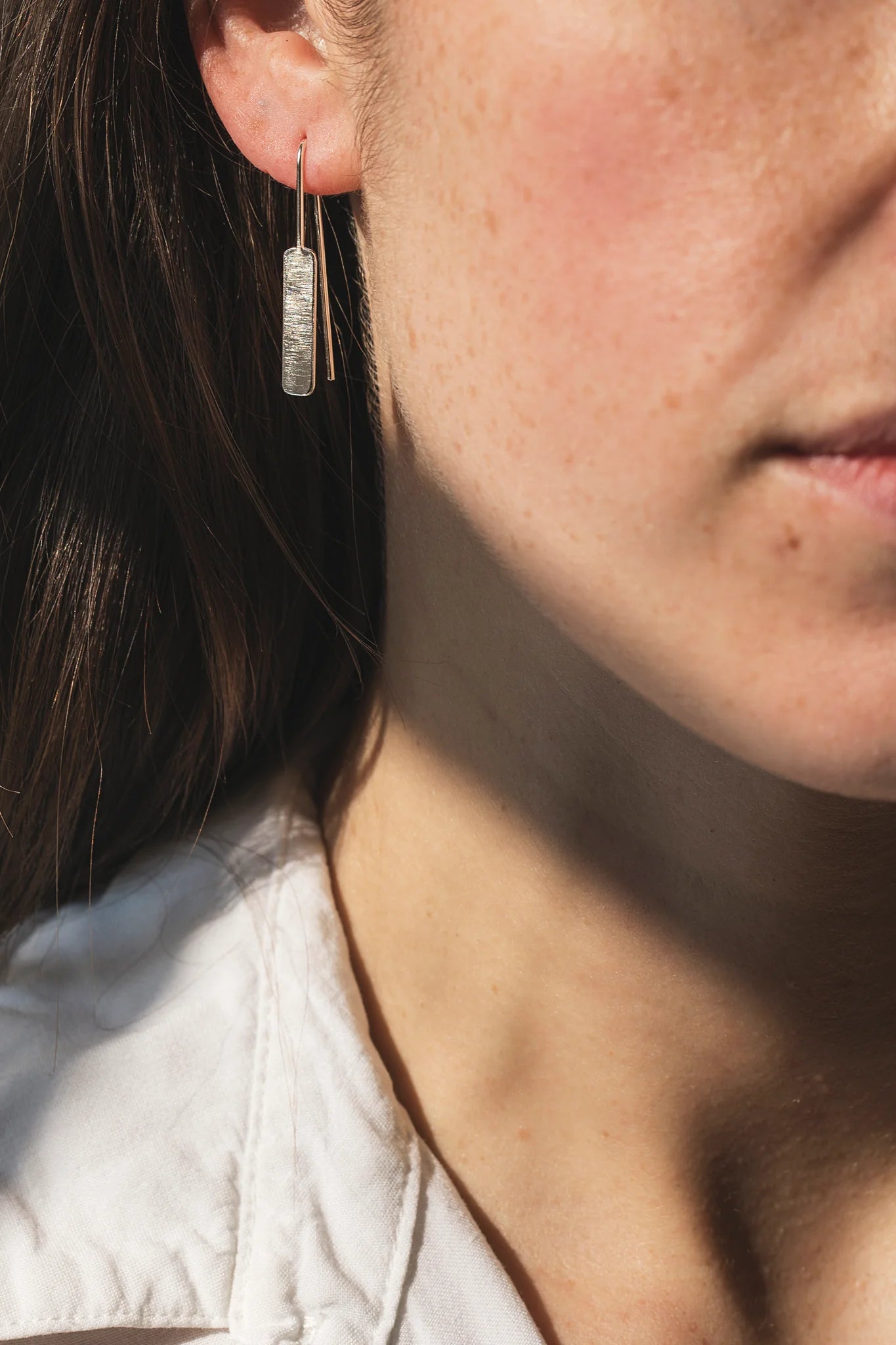 Brushed Bar Threader Earrings