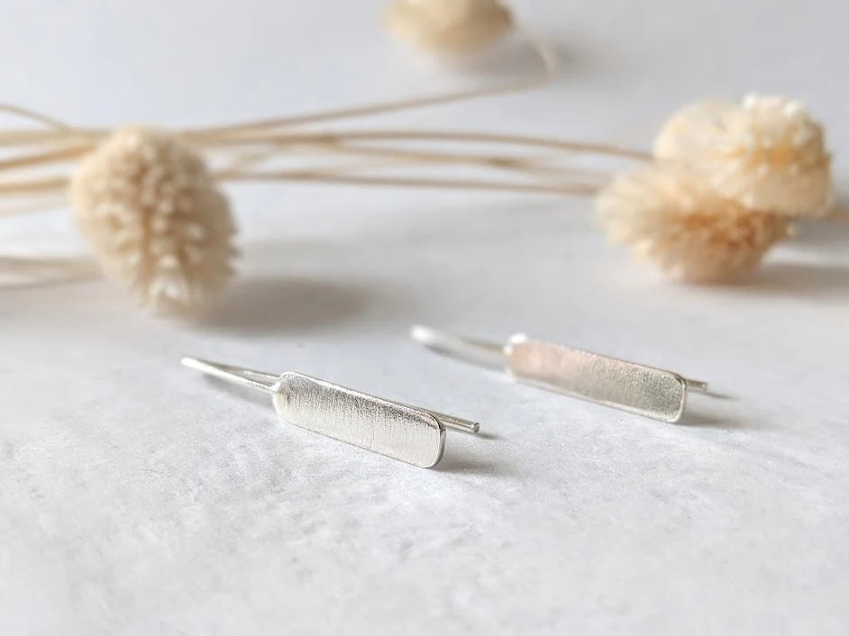 Brushed Bar Threader Earrings