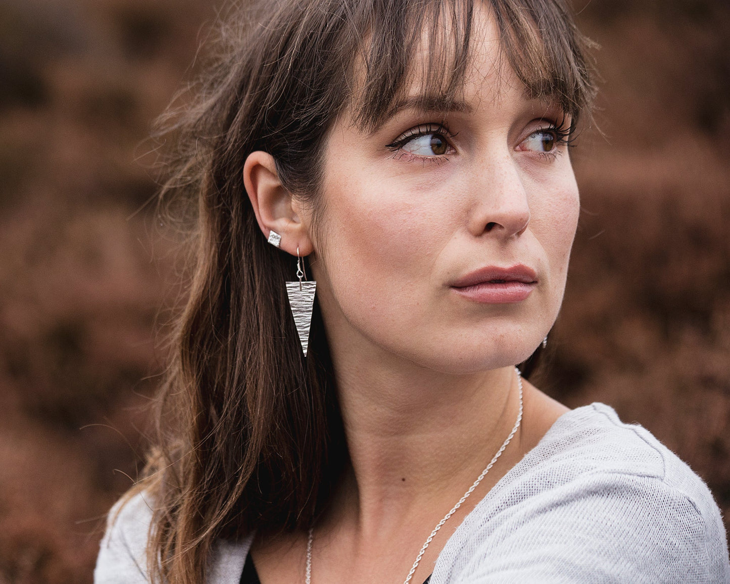 Hammered Rectangle Studs