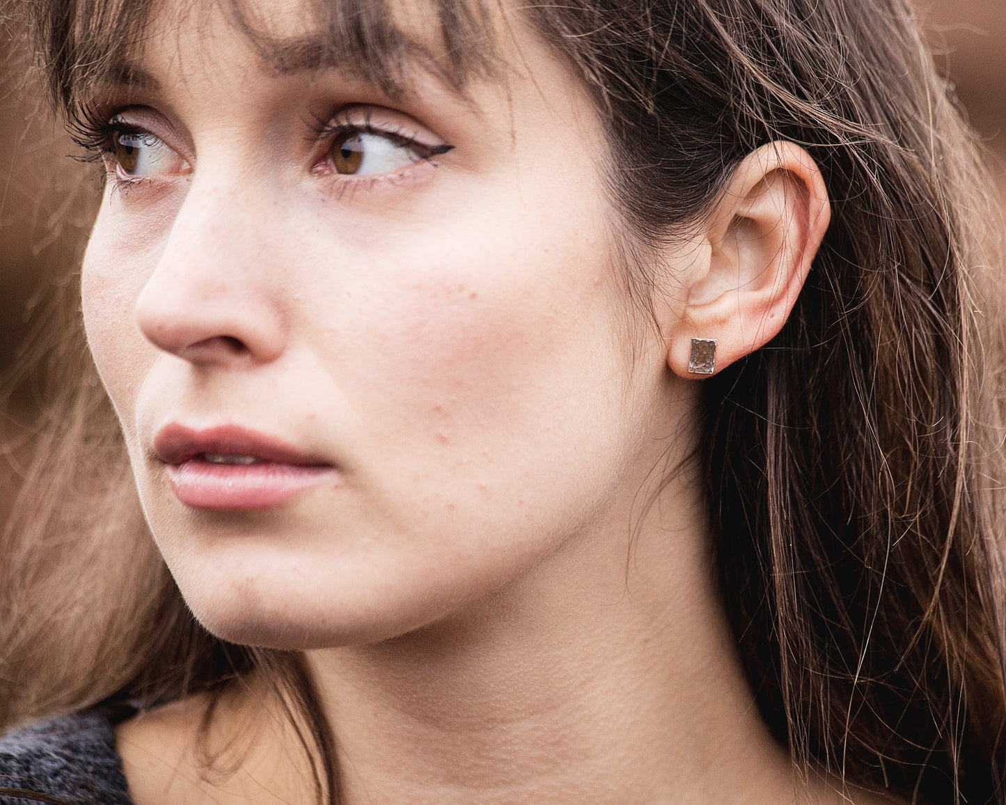 Hammered Rectangle Studs