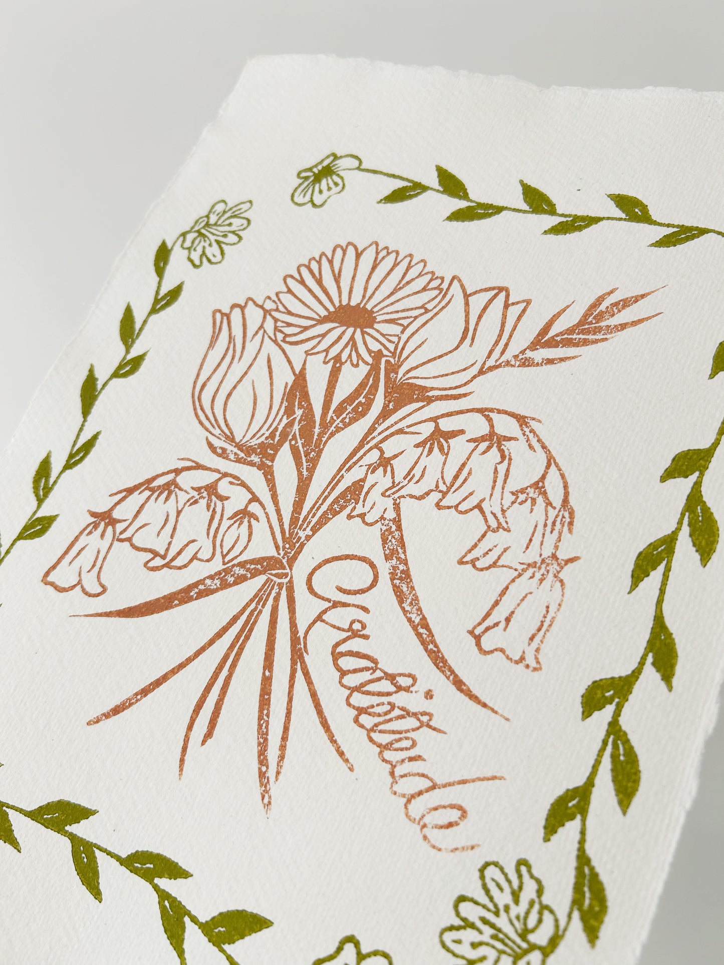 ‘Gratitude’ Truth Posy Original Lino Print