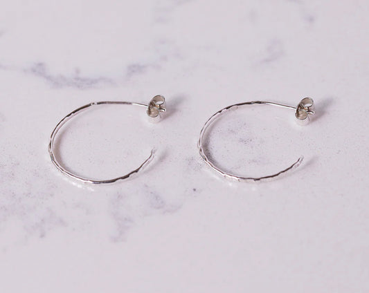 Sterling Silver Hammered Hoops
