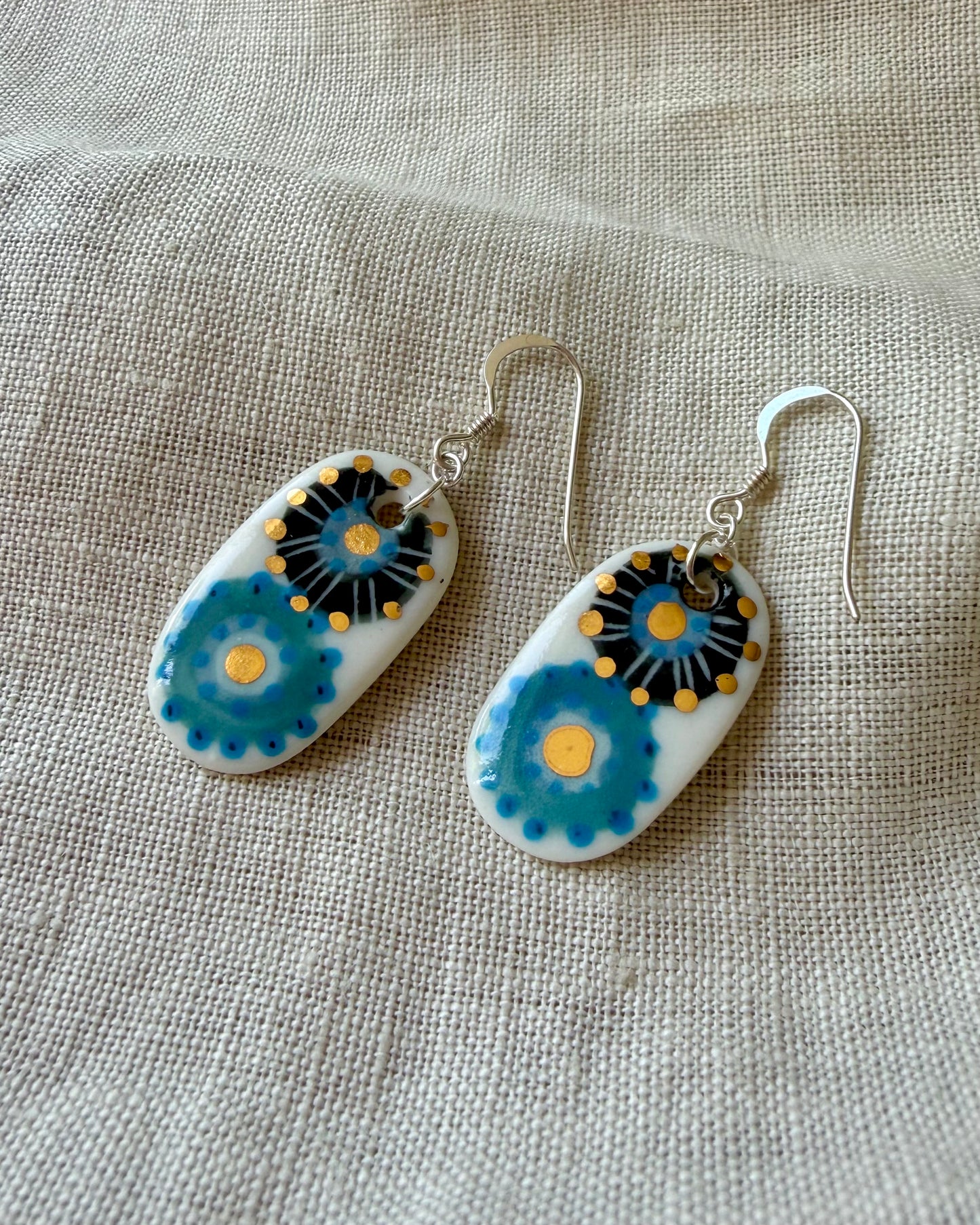 Two Flowers Porcelain Drop Earrings