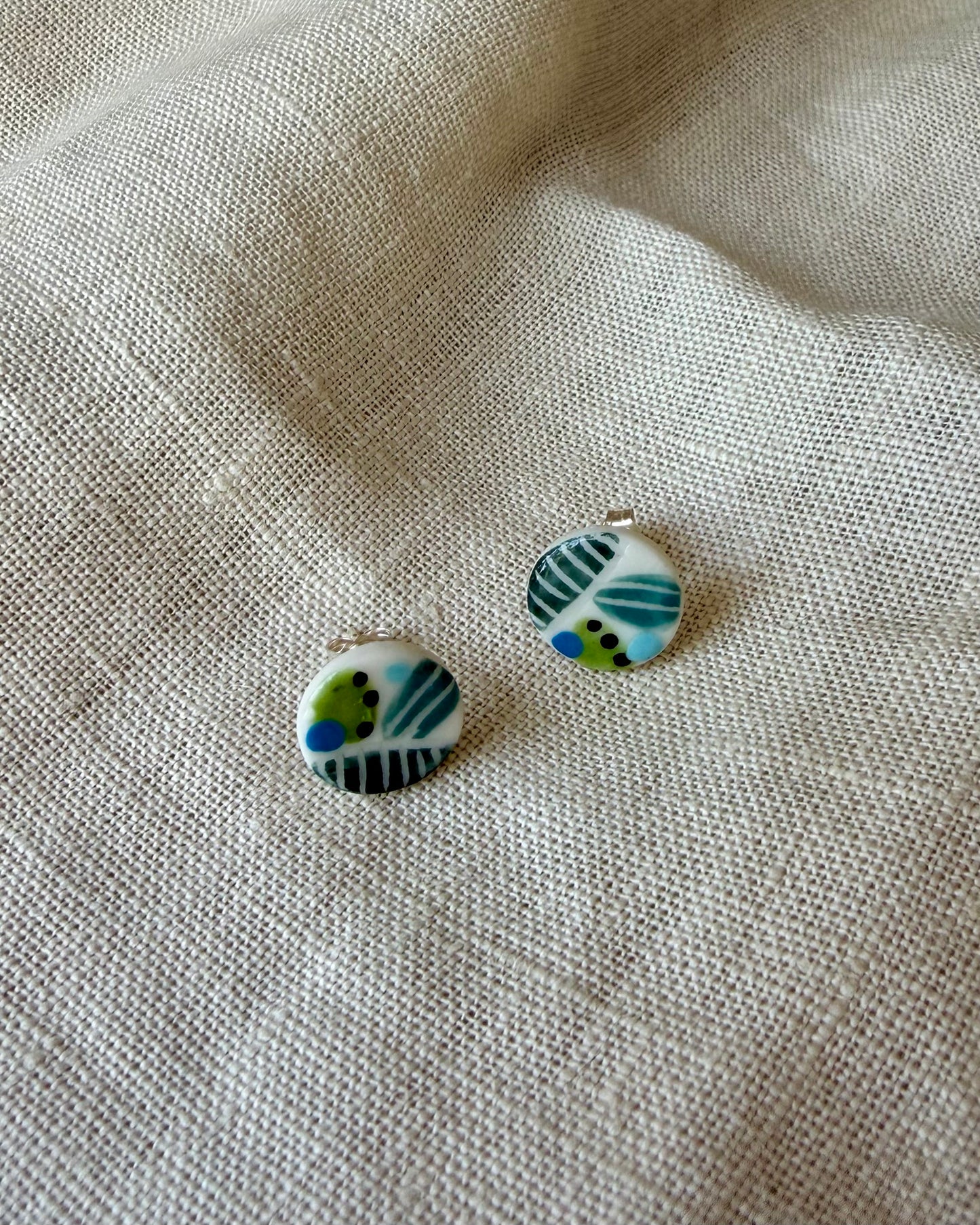 Circle Dashes Shapes Porcelain Earrings