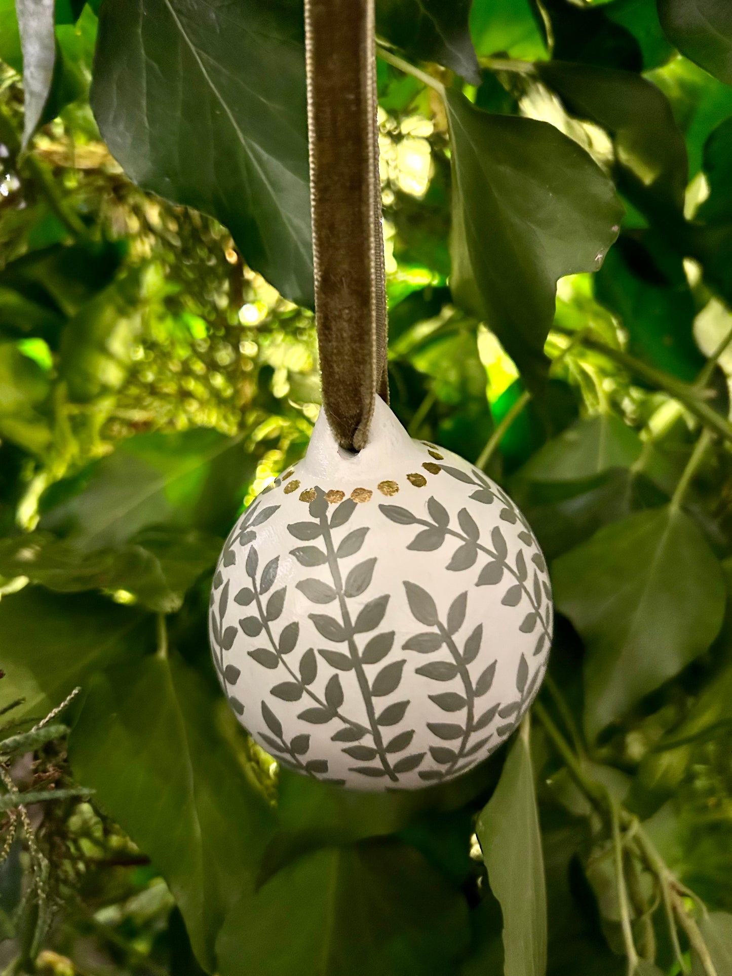 'Botanical' Hand Painted Bauble - Light