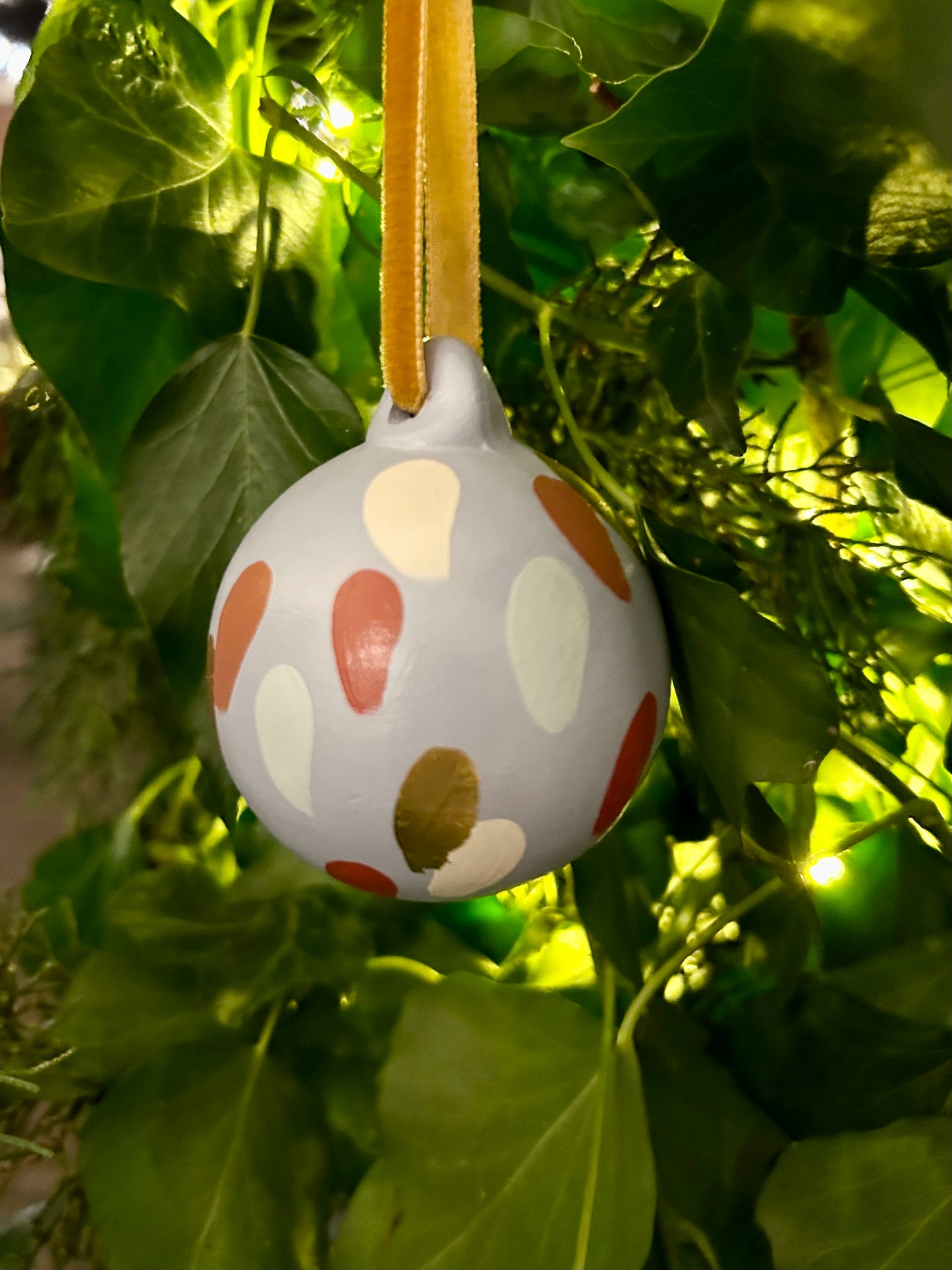 'Dashes' Hand Painted Bauble - Blue