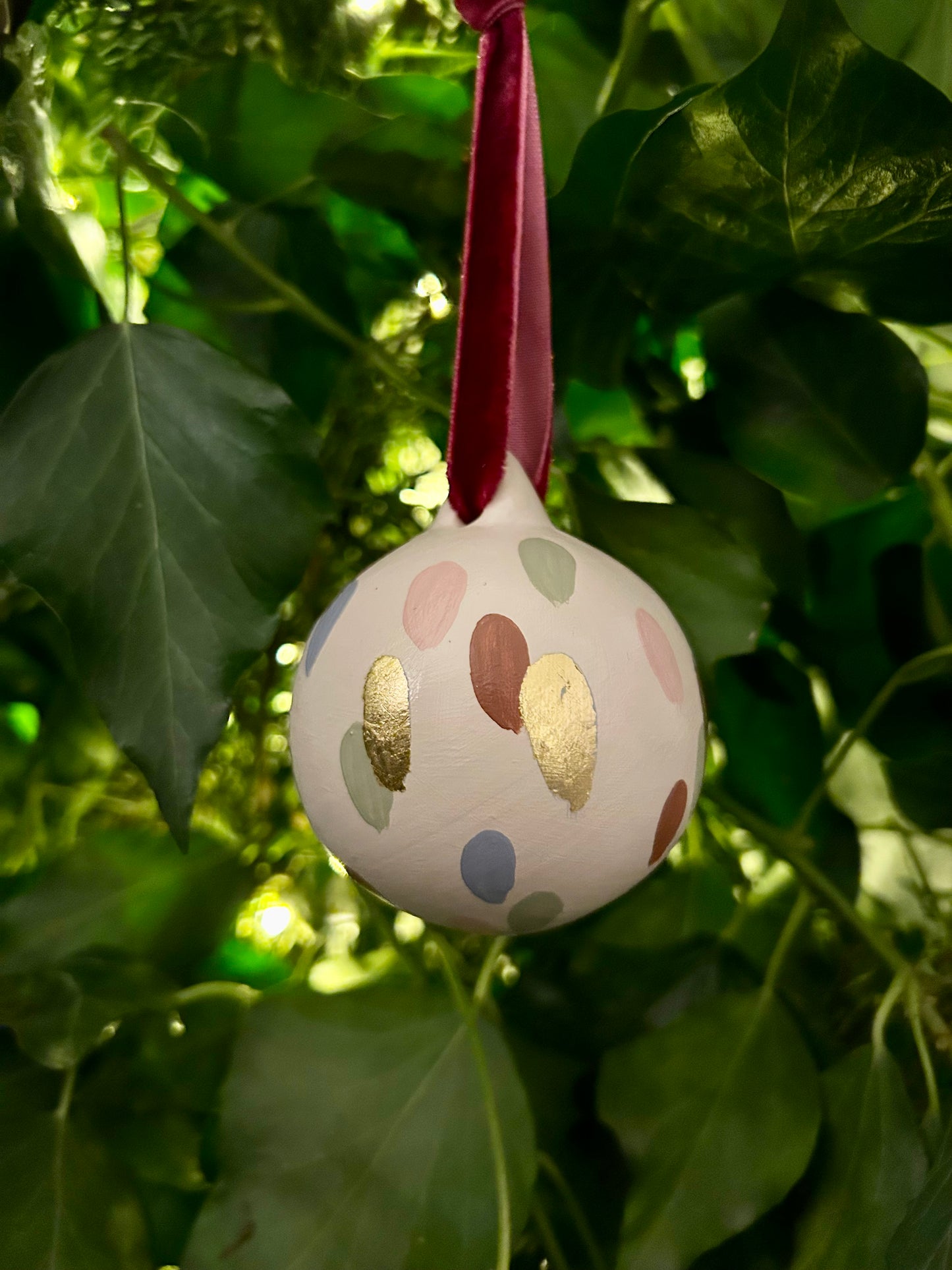 'Dashes' Hand Painted Bauble - Light Pink