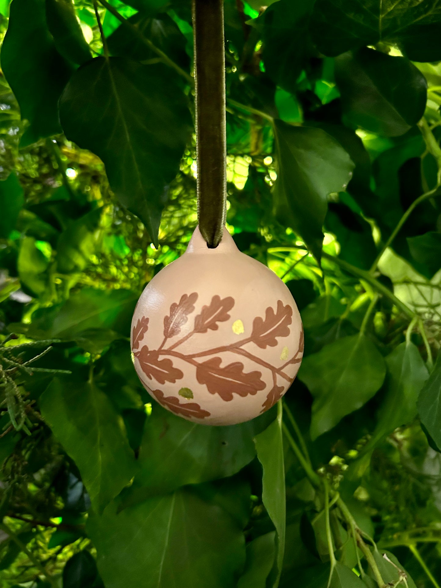 'Oak' Hand Painted Bauble - Dusky Pink