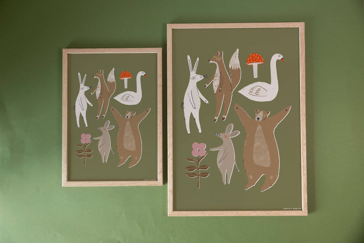 Woodland Pals A4 Art Print
