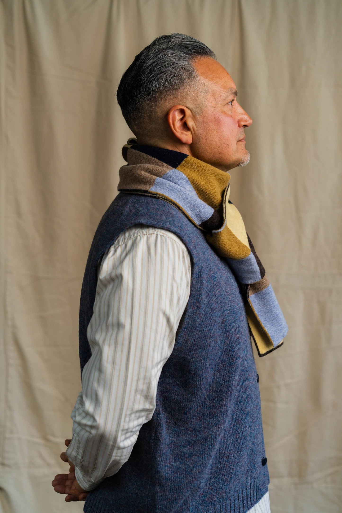 Chequerboard Scarf | Navy