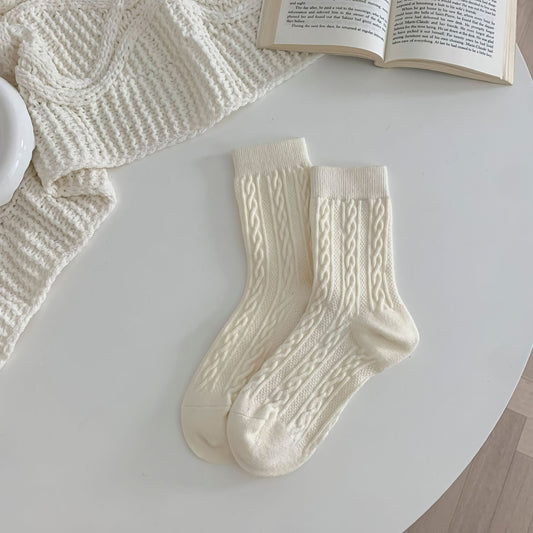 Cream Knit Socks