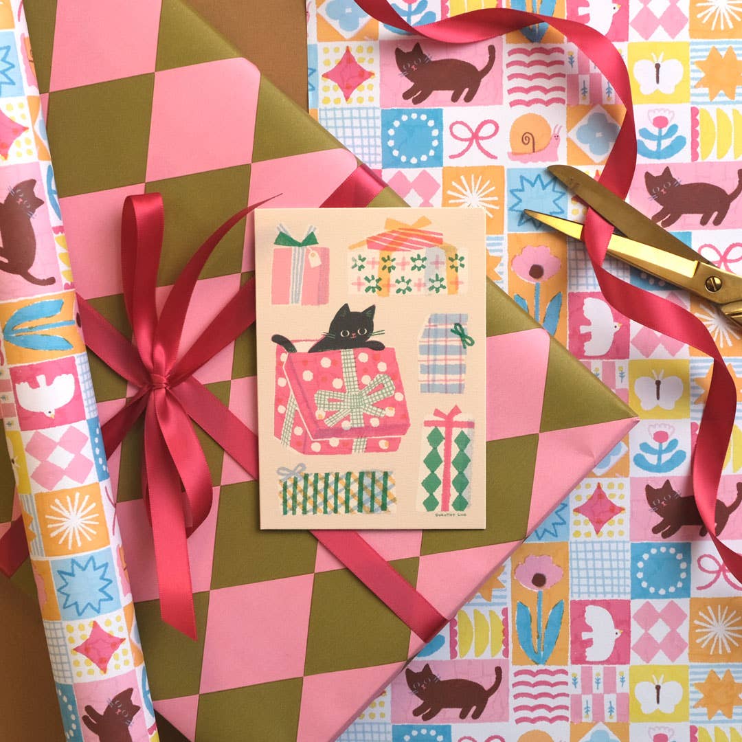 Kitty & Gift Boxes Greetings Card