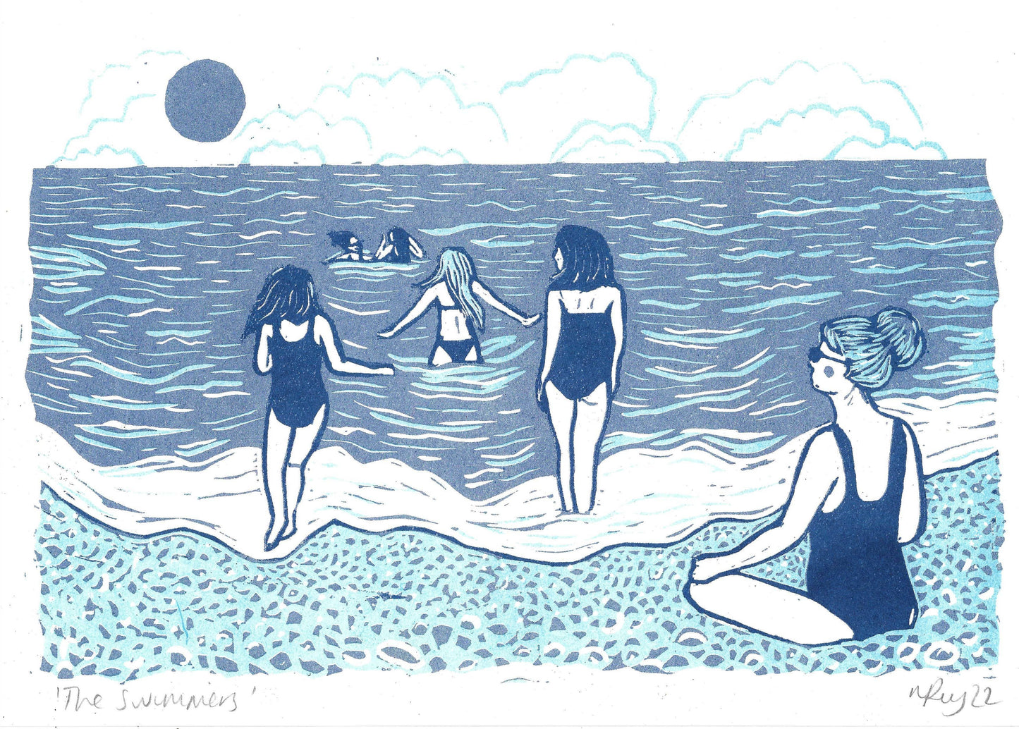 The Swimmer Risograph Print