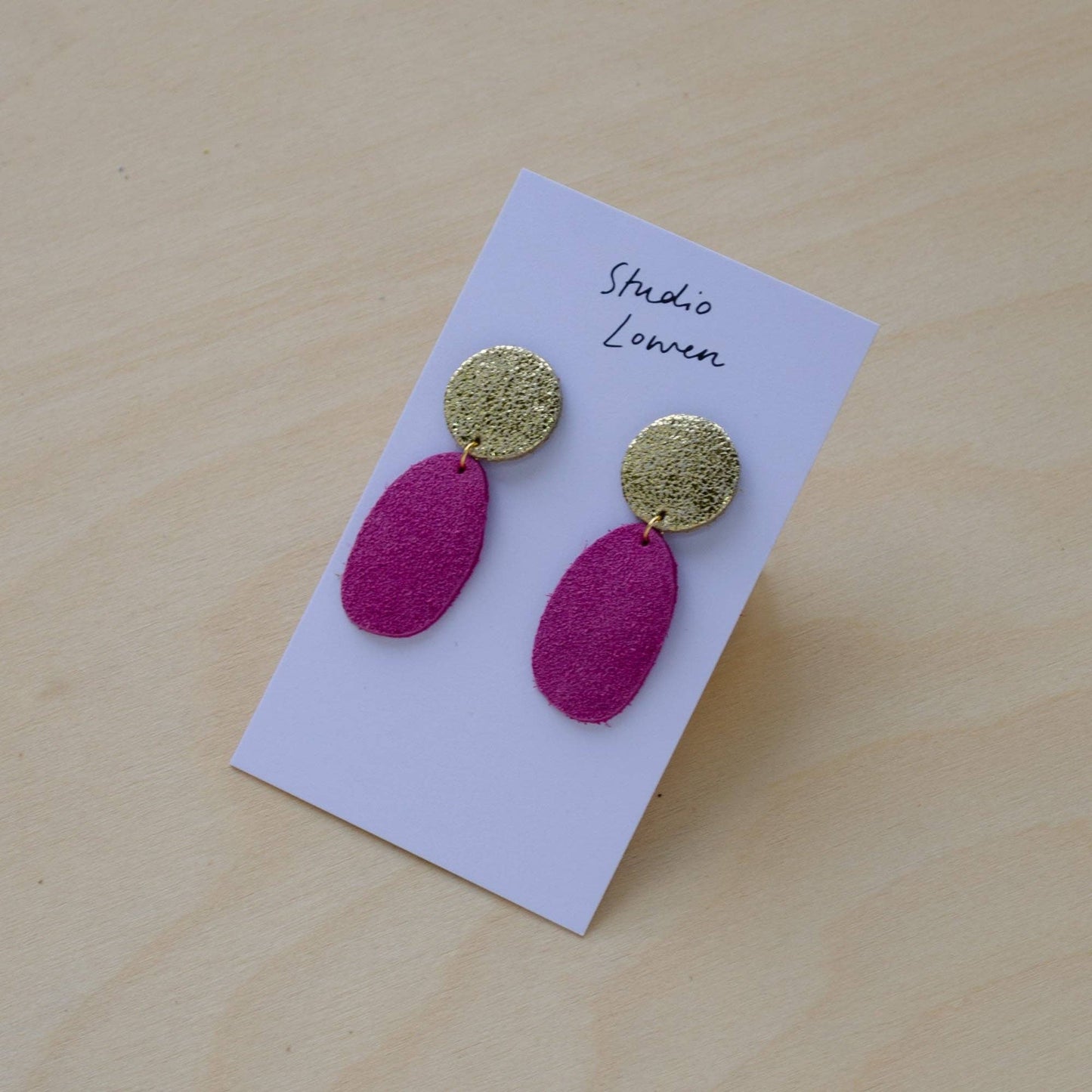 Maia Drop Earrings Suede: Moss Green