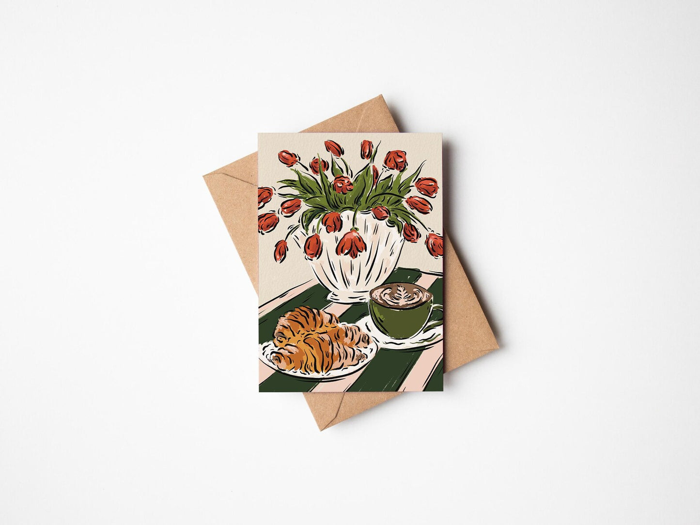 Coffee, Croissants & Tulips Card