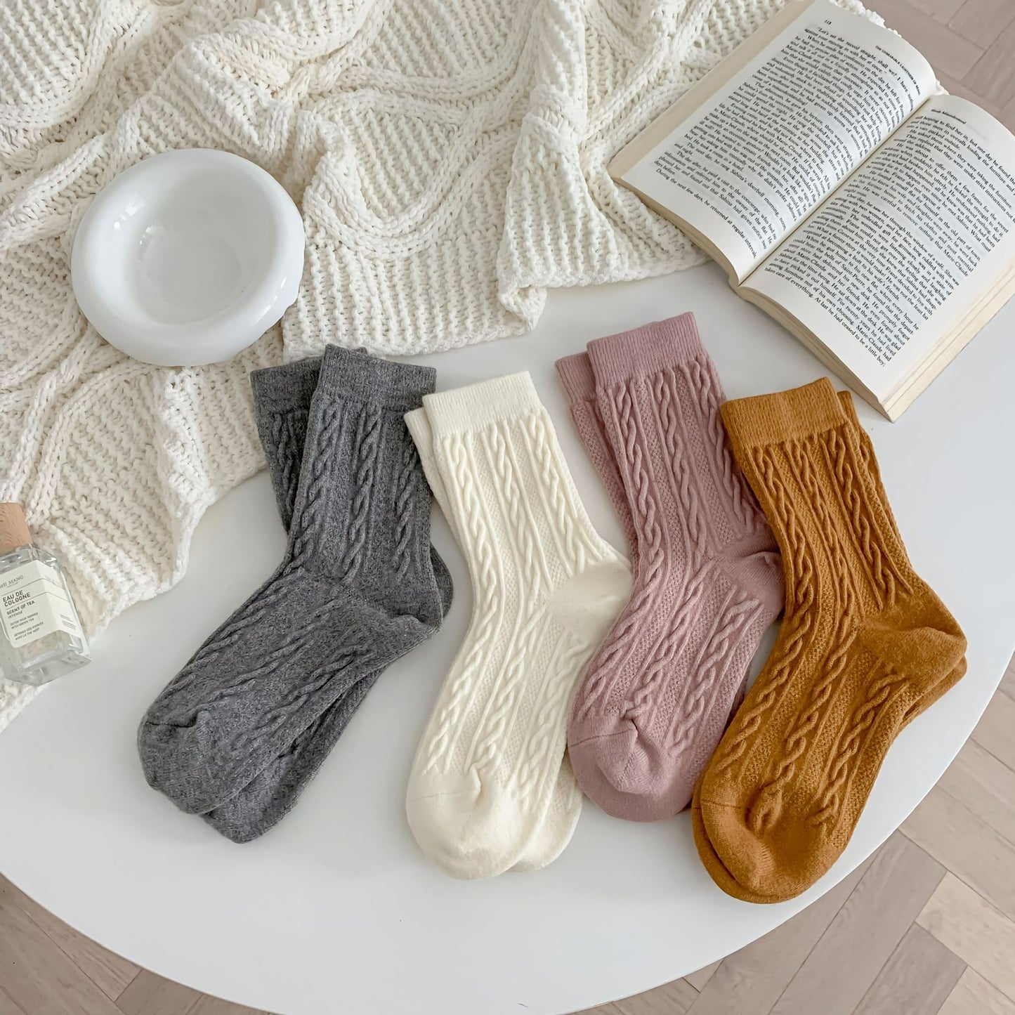 Cream Knit Socks
