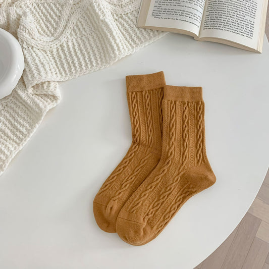 Mustard Knit Socks