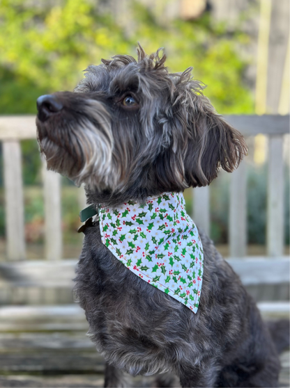 Holly/Red Deer Reversible Dog Bandana