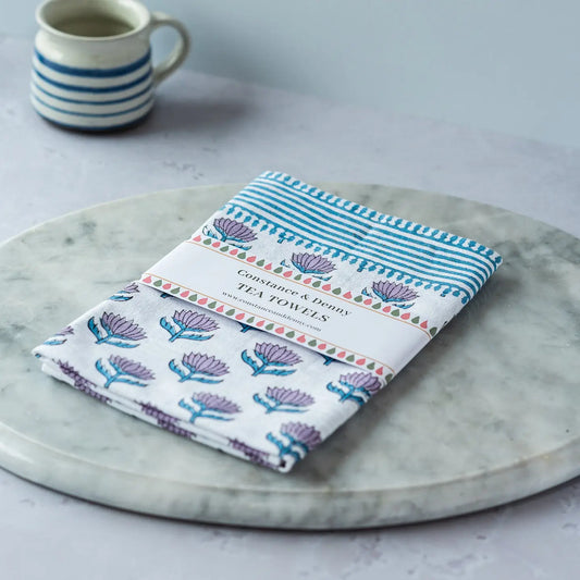 Lotus Flower Lilac Tea Towel