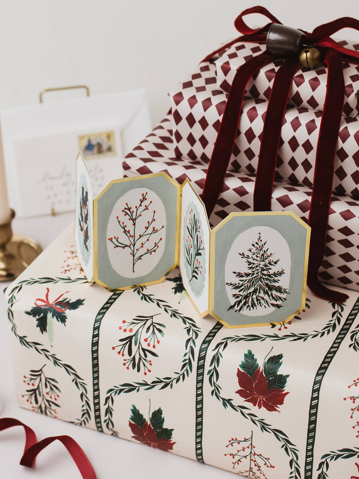 Botanical Concertina Mini Christmas Card