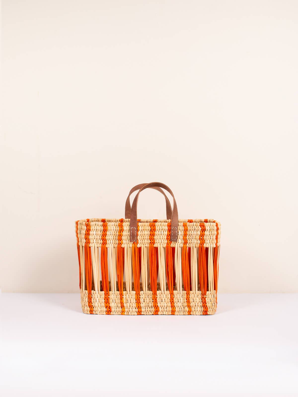 Orange Stripe Reed Storage Basket
