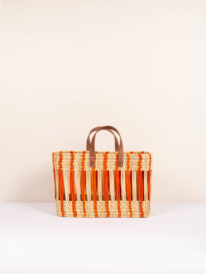 Orange Stripe Reed Storage Basket