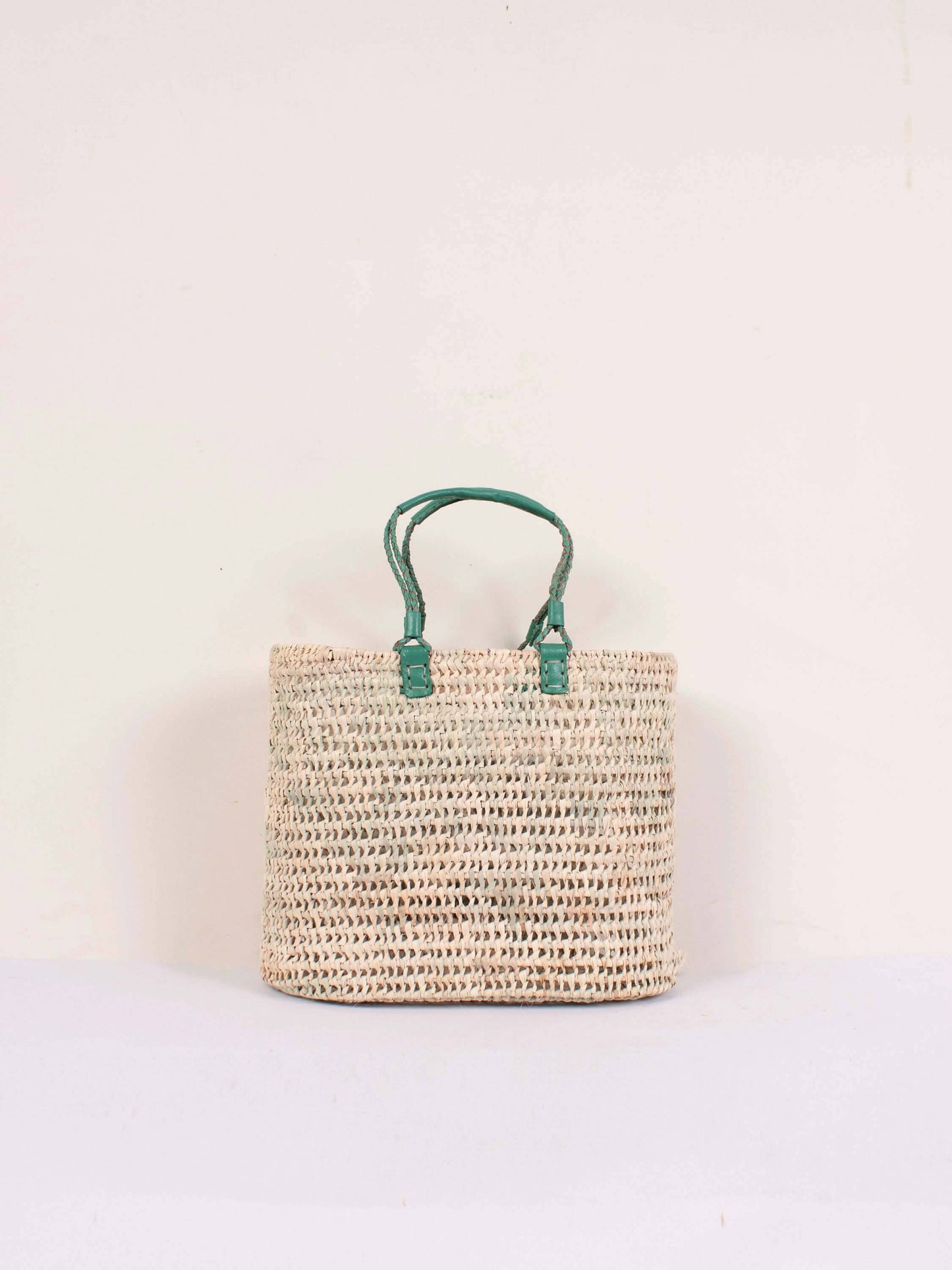 Leather Handle Basket-Sage