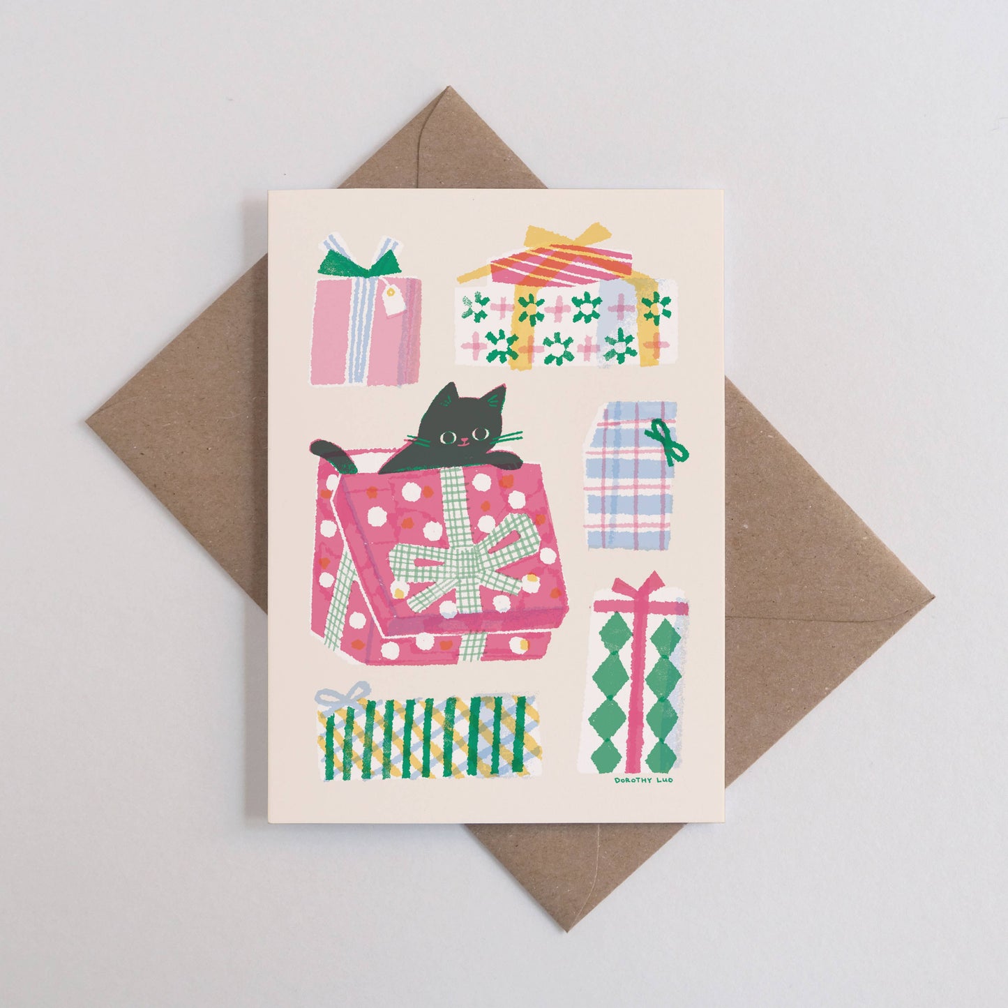 Kitty & Gift Boxes Greetings Card