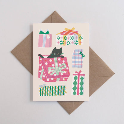 Kitty & Gift Boxes Greetings Card
