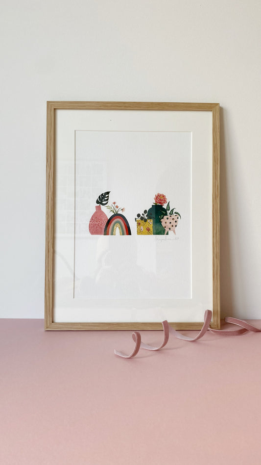 ‘Rainbow Days’ Limited edition giclee print in sold oak frame