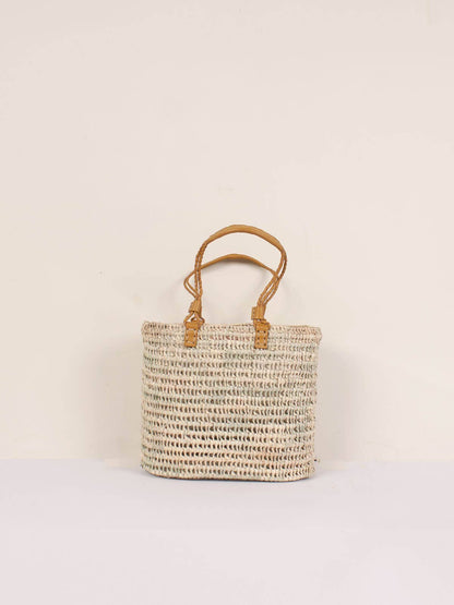 Leather Handle Baske-Mustard