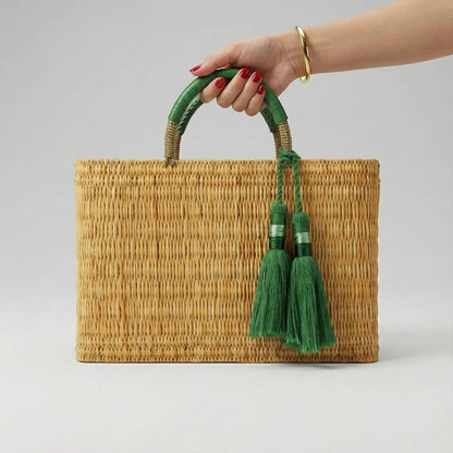 Woven Reed Tassel Basket