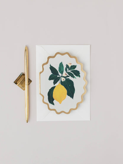 Lemon Botanical Scallop Edge Card