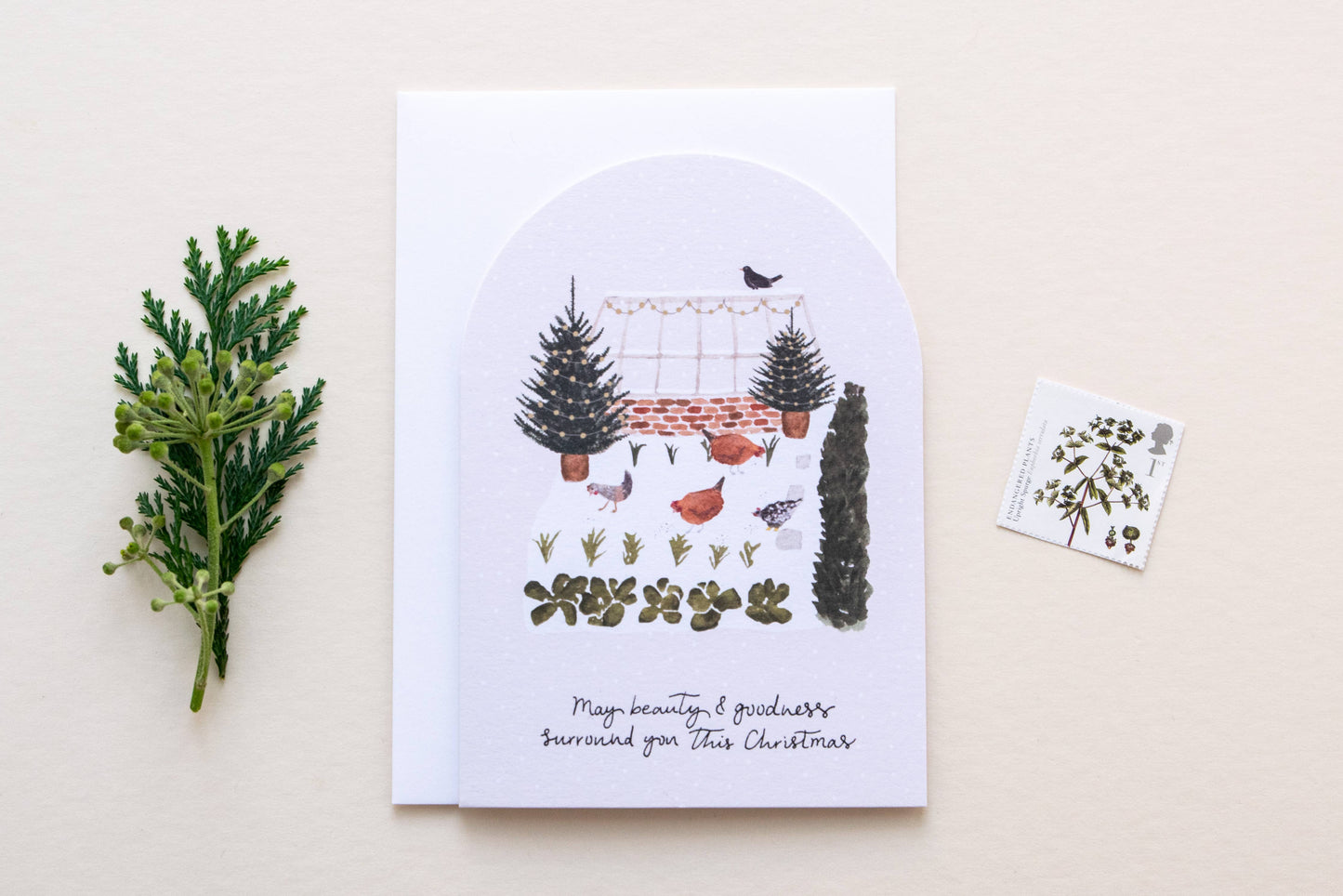 'Christmas Allotment' Gardener Chicken Christmas Card