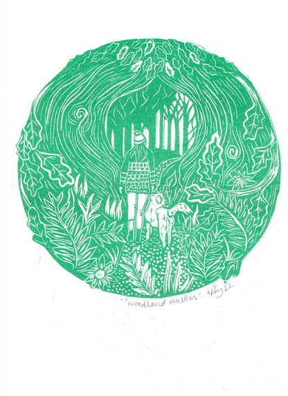 'Woodland Walkers' A4 Riso Print